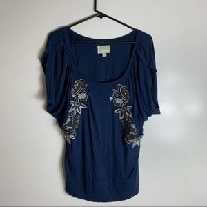 🌵Deletta Blue Embroidered Top Womens Size Medium
